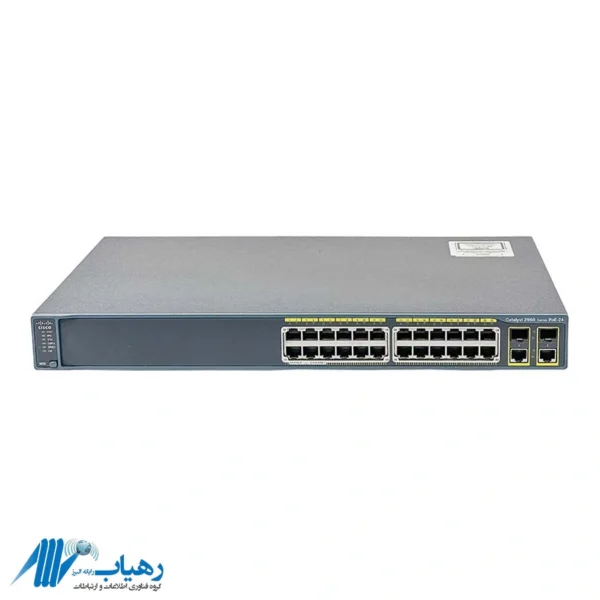 نمای جلو و پورت‌های PoE در سوئیچ WS-C2960-24PC-L