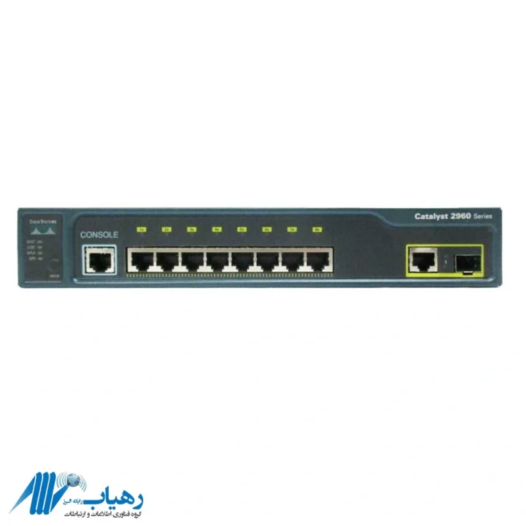 نمای جلویی سوئیچ سیسکو مدل WS-C2960-8TC-L با 8 پورت Fast Ethernet