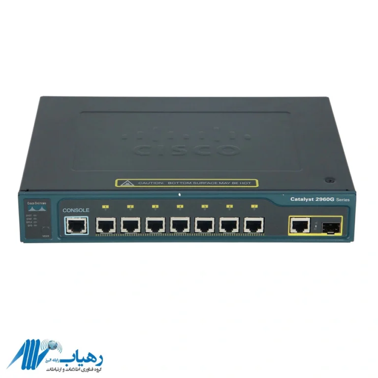 نمای جلویی سوئیچ سیسکو WS-C2960G-8TC-L با ۸ پورت گیگابیتی