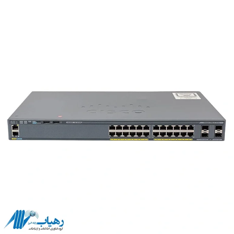 نمای جلو سوئیچ سیسکو مدل WS-C2960X-24TS-L با ۲۴ پورت گیگابیت و ۴ پورت SFP