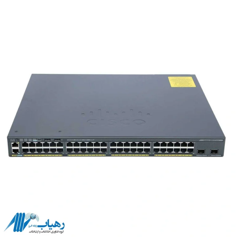 نمای روبروی سوئیچ WS-C2960X-48LPD-L و پورت‌های PoE