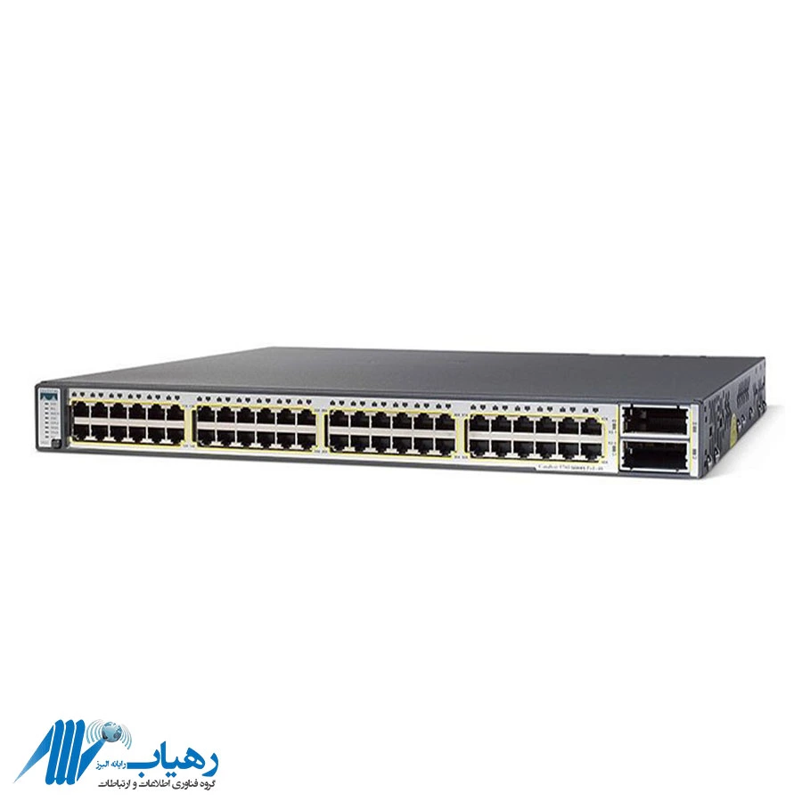 تصویر سوئیچ سیسکو مدل WS-C3750E-48PD-S با ۴۸ پورت PoE