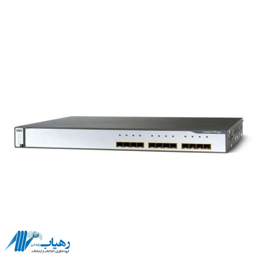 نمای جلویی سوئیچ سیسکو مدل WS-C3750G-12S-S با 12 پورت SFP