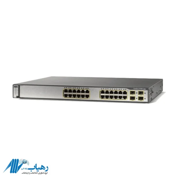 نمای جلویی سوئیچ PoE سیسکو مدل WS-C3750G-24PS-S