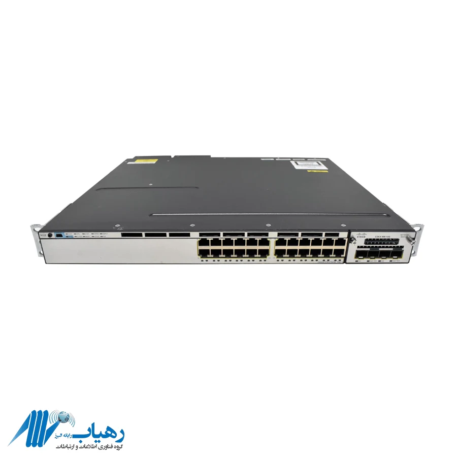 تصویر سوئیچ سیسکو مدل WS-C3750X-24P-S با ۲۴ پورت PoE و قابلیت لایه ۳